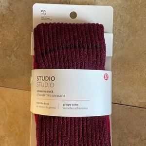 Lululemon studio savasana sock wool over the knee grippy soles - dark red